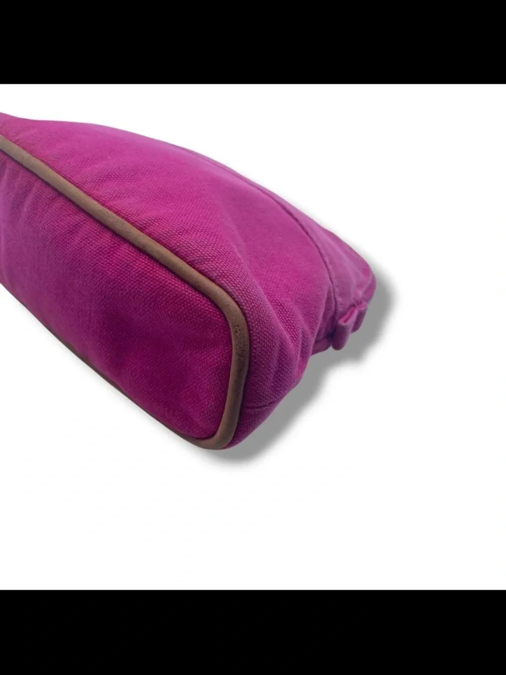 Hermes Hot Pink Canvas Cosmetic Pouch with Embossed H